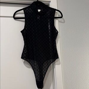 ALO Yoga Black Mesh Bodysuit